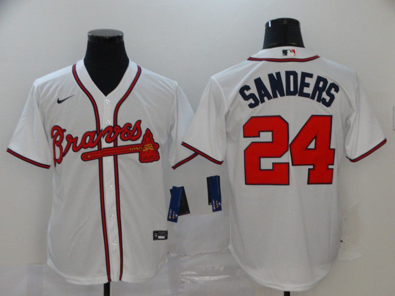 Men Atlanta Braves #24 Sanders White Nike Game MLB Jerseys->milwaukee brewers->MLB Jersey